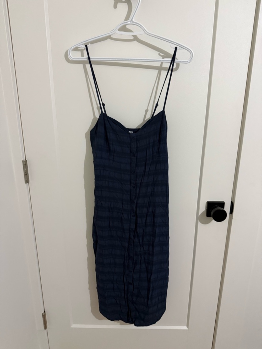 Gentle Fawn Navy Button-Front Strappy Midi Dress
